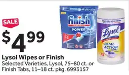 Stop&Shop Lysol Wipes or Finish offer