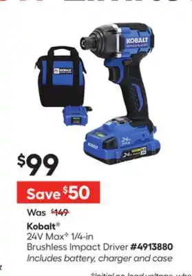 Lowe's 24V Max C 1/4-in Brushless Impact Driver offer