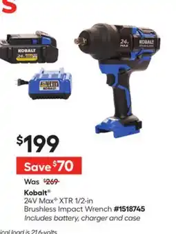 Lowe's Kobalt 24V Max C XTR 1/2-in Brushless Impact Wrench offer