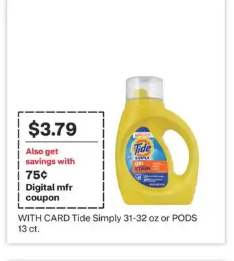 CVS Tide Simply 31-32 oz or PODS 13 ct offer