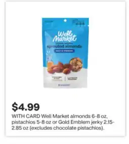 CVS Well Market almonds 6-8 oz, pistachios 5-8 oz or Gold Emblem jerky 2.15-2.85 oz offer