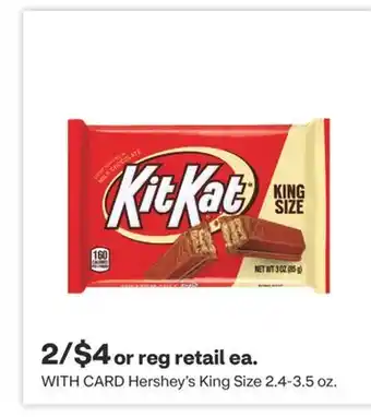 CVS Hershey's King Size 2.4-3.5 oz offer