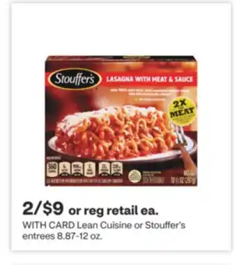 CVS Lean Cuisine or Stouffer's entrees 8.87-12 oz offer