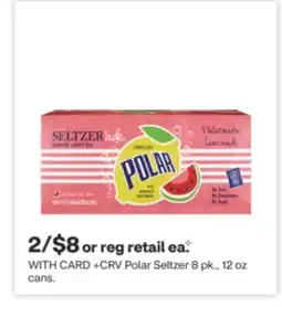 CVS Polar Seltzer 8 pk., 12 oz cans offer