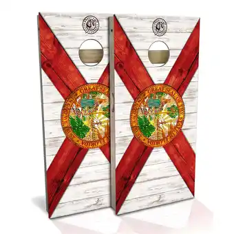 Walmart Skip's Garage Florida Flag Outdoor Cornhole Board Set Include Hole Lights Backyard 2x4 offer