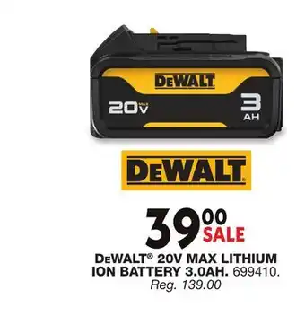 Blain's Farm & Fleet DEWALT 20V MAX LITHIUM ION BATTERY 3.0AH offer