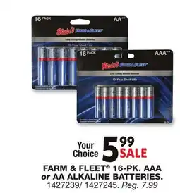 Blain's Farm & Fleet FARM & FLEET 16-PK. AAA or AA ALKALINE BATTERIES offer