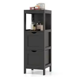 Walmart Costway Bathroom Floor Cabinet Freestanding Side Storage Organizer with 2 Removable Drawers Black offer