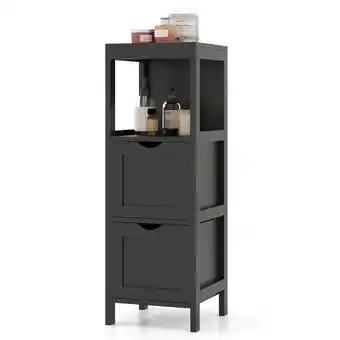 Walmart Costway Bathroom Floor Cabinet Freestanding Side Storage Organizer with 2 Removable Drawers Black offer