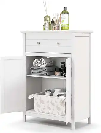 Walmart Gymax Bathroom Storage Cabinet Free Standing Large Drawer W/Adjustable Shelf White offer