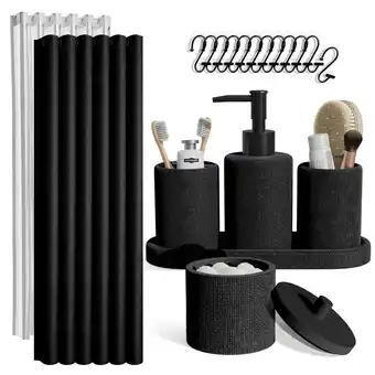 Walmart Virtu 19 Piece Bathroom Sets with Shower Curtains and Bathroom Accessories, Black offer