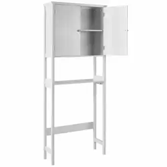 Walmart Costway Over The Toilet Storage Cabinet Double Door Bathroom Organizer Adjustable Shelf offer