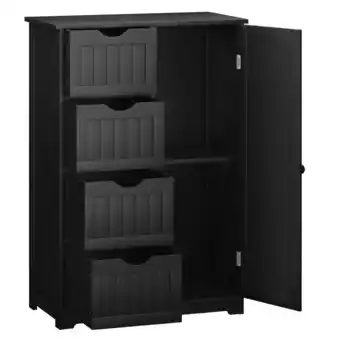 Walmart Gymax Storage Floor Cabinet Organizer Cupboard w/ 4 Drawers Adjustable Shelf Black offer