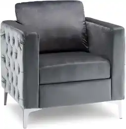 Walmart Mcombo Velvet Accent Club Chair, Single Sofa Chair, Armchair 4066 (Grey) offer