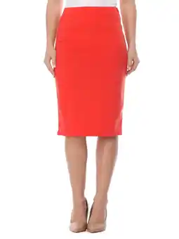 Walmart Women's Stretch Midi Pencil Skirt with Elastic Waist - Perfect for Office Wear, Sizes S-XL offer