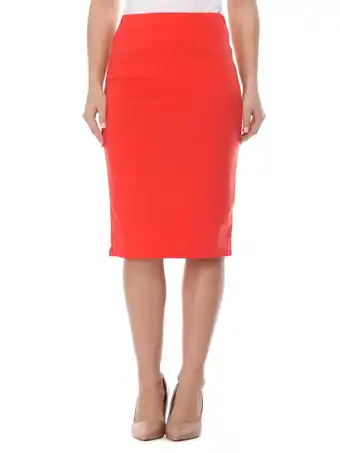 Walmart Women's Stretch Midi Pencil Skirt with Elastic Waist - Perfect for Office Wear, Sizes S-XL offer