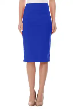 Walmart Women's Casual Elastic Band Stretch Office Work Solid Midi Skirt offer