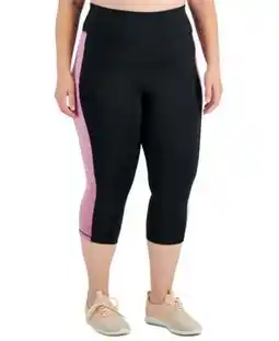 Walmart MSRP $25 Id Ideology Plus Size Colorblocked Capri Leggings Black Size 2X offer