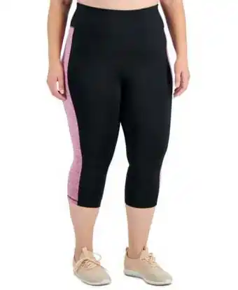 Walmart MSRP $25 Id Ideology Plus Size Colorblocked Capri Leggings Black Size 2X offer