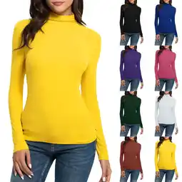 Walmart Otvok Womens Tops Clearance Solid Color Turtleneck Long Sleeve Knitting Tshirt offer