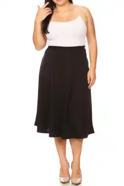 Walmart Women's Plus Size A-Line Midi Skirt - Casual Flared Design with High Elastic Waistband offer