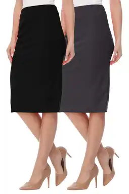 Walmart Women's High Waist Stretch Pull On Casual Office Soft Pencil Midi Skirt (Pack of 2) offer