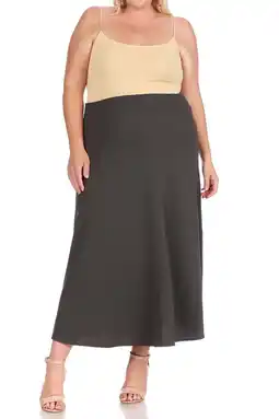 Walmart MOA COLLECTION Women's Plus Size Solid Flare A-line Skirt with Elastic Waistband offer