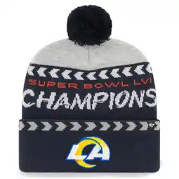 Walmart Men's '47 Gray/Navy Los Angeles Rams Super Bowl LVI Champions Clapboard Cuffed Pom Knit Hat offer