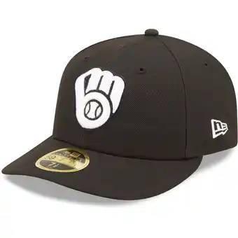 Walmart Men's New Era Milwaukee Brewers Black & White Low Profile 59FIFTY Fitted Hat offer