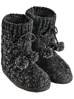 Walmart Collections Etc Women's Lurex Cable Knit Slipper Boots with Fleece Lining Purple Medium offer