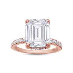 Walmart AFFY 3.50CT Center Emerald Moissanite Diamond Engagement Ring for Women 10K Solid Rose Gold-4 offer