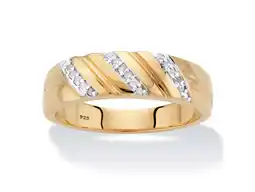 Walmart PalmBeach Jewelry Men's Diamond Accent Diagonal Wedding Band in 18k Gold-plated Sterling Silver offer