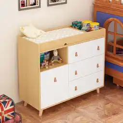 Walmart OxyLife White&Oak Diaper Changing Table with 3 Drawers, White offer