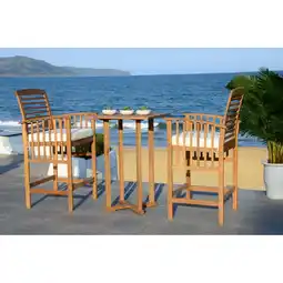 Walmart Safavieh Pate 3-Piece Eucalyptus Wood Bistro Set in Natural and Beige offer