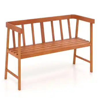 Walmart Costway Patio Acacia Wood Bench 2-Person Slatted Seat Backrest 800 Lbs Natural Outdoor offer