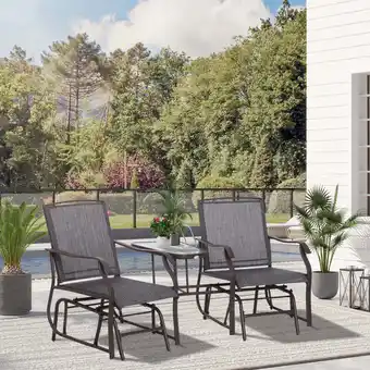 Walmart Outsunny Outdoor Glider Chairs with Coffee Table, Gray offer