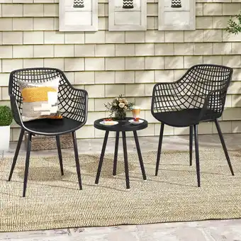 Walmart Costway 3 Piece Patio Bistro Set All Weather Heavy Duty Table and Chairs Set of 2 Black offer