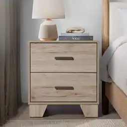 Walmart Castle Place Classic 2 Drawers Nightstand, Light Oak offer