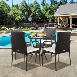 Walmart Gymax Set of 4 Rattan Wicker Dining Chairs Patio Outdoor w/ Cushion Armrest offer