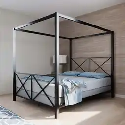 Walmart DHP Rosedale Metal Canopy Poster Bed Frame, Queen, Black offer