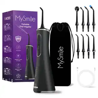 Walmart MySmile LP211 Cordless Water Flosser Oral Irrigator Portable Dental Flossing, 8 Jet Tips, Black offer