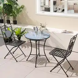 Walmart 3pcs Patio Bistro Set Outdoor Furniture Mosaic Table Chairs All Weather Garden offer