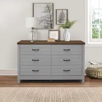 Walmart Lancaster Wood 6 Drawer Dresser, Gray, by Hillsdale Living Essentials offer