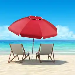 Walmart Beach Umbrella with 360 deg Tilt- Portable Outdoor Sun Shade Canopy with UV Protection - 7 ft. - Red offer