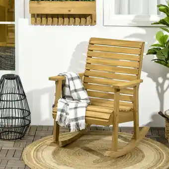 Walmart Outsunny Outdoor Wooden Rocking Chair / Rocker, Light Brown offer