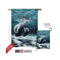 Walmart Breeze Decor 07049 Beach & Nautical Manatees 2-Sided Vertical Impression House Flag - 28 x 40 in offer