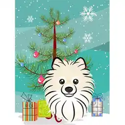 Walmart Carolines Treasures Christmas Tree and Pomeranian Flag Canvas House Size Large multicolor offer