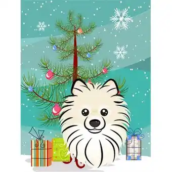 Walmart Carolines Treasures Christmas Tree and Pomeranian Flag Canvas House Size Large multicolor offer