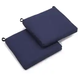 Walmart Blazing Needles 20 x 19 in. Solid Outdoor Spun Polyester Chair Cushions, Azul - Set of 2 offer