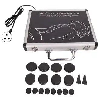 Walmart 18pcs Heated Rocks Massage Stones Muscle Relax Therapy Basalt Hot Stone with Warmer Box 220V UK Plug offer